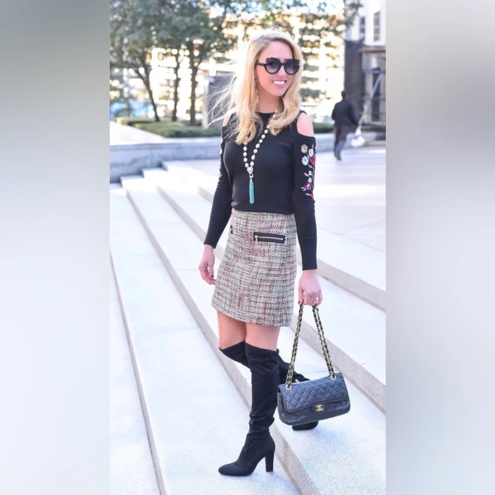 ✨⚡️💥 Loft Tweed Skirt Women's Straight Pencil Multicolor - Picture 4 of 8